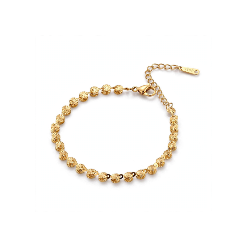 Gold-Tone Textured Sunburst Disc Bracelet - Image 3