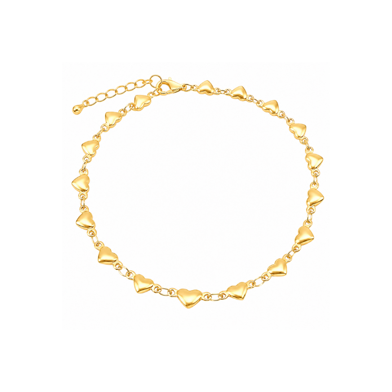 Gold heart choker necklace for women and girls dainty heart link chain daily wear