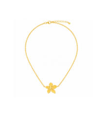 Gold 5 petal flower pendant necklace for women with dainty chain choker daily wear
