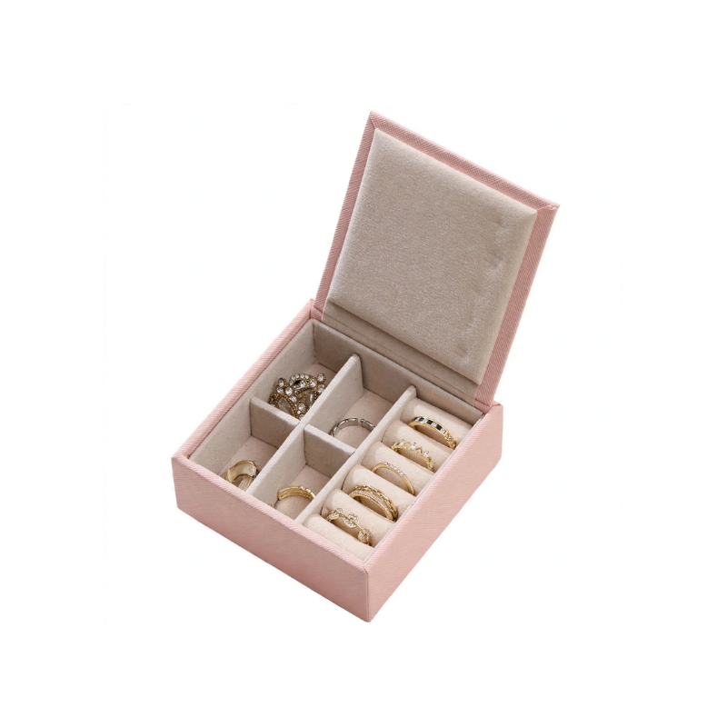 Pink Portable Jewelry Organizer Box – Multi-Compartment Travel Storage Case for Rings, Earrings & Accessories - Image 2
