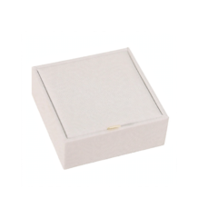 White portable jewelry organizer box with multiple compartments