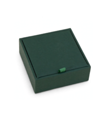 Green portable jewelry organizer box with flip-top lid and multiple compartments