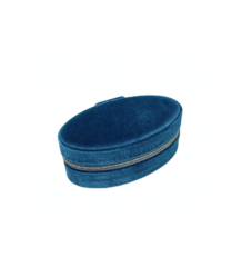 Mini royal blue velvet jewelry box with compartments