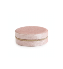 Mini light pink velvet jewelry box with compartments