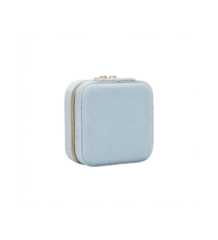 Luxury sea blue velvet jewelry box closed with gold zipper portable travel case