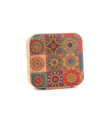 Jewelsta high-end vintage jewelry box with multicolor floral patchwork print closed zip case